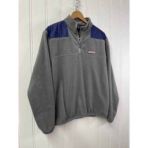 Vineyard Vines‎ Mens Blue 1/4 Zip Fleece Pullover Size Medium  w Rip Stock Yoke - Picture 2 of 7